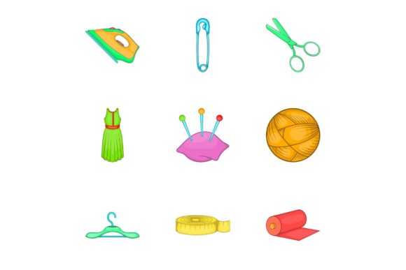 Cartoon Embroidery Kit Icons for Boutique Apparel