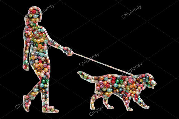 Dog Woman Beads Colorful Embroidery Design Review