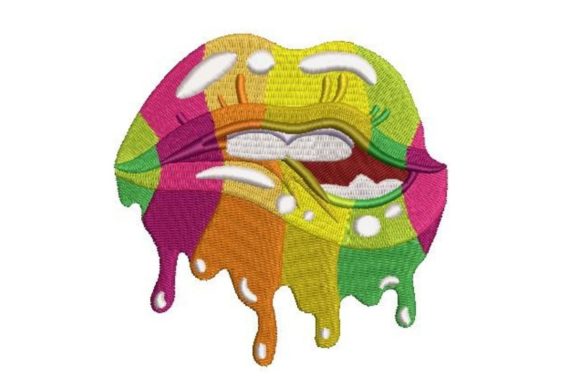 Multicolored Dripping Lips: A Festive Design for Seasonal Projects